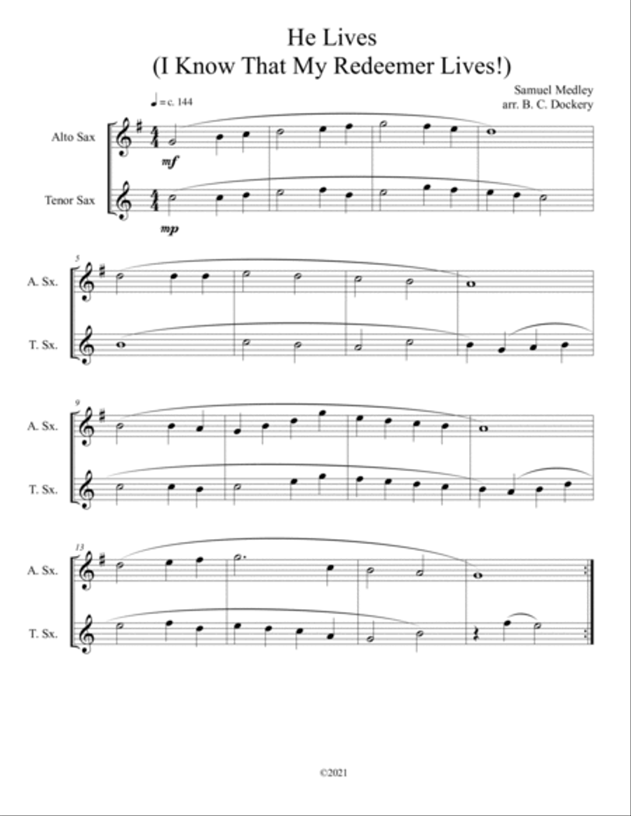 10 Easter Duets for Alto and Tenor Sax - Volume 2 Woodwind Duet scores gallery preview page 5