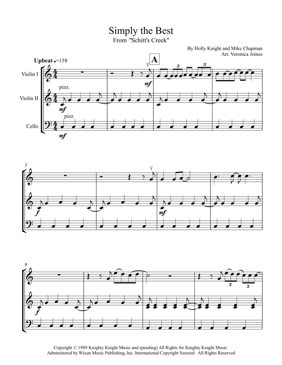 The Best (simply The Best) String Trio scores gallery preview page 1