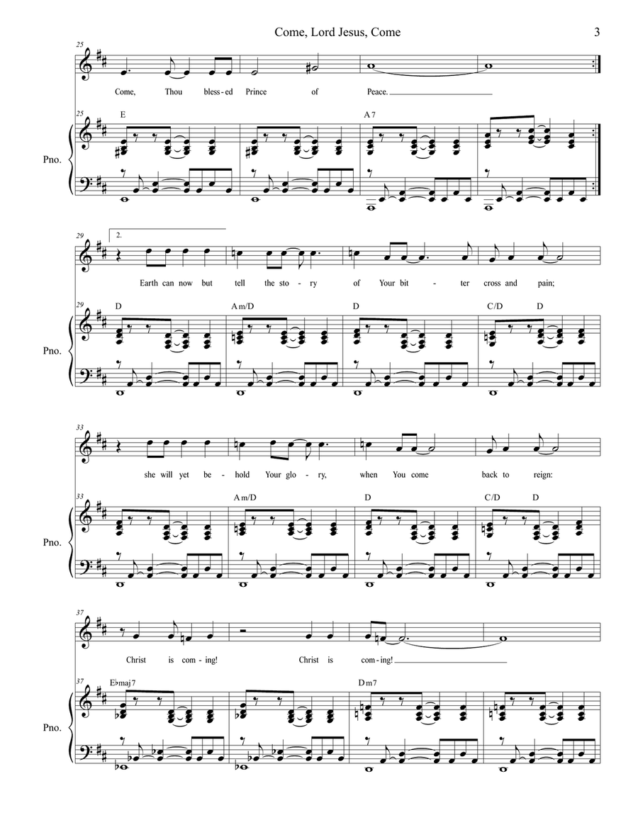 Come, Lord Jesus, Come (Maranatha) (Vocal Solo) Piano, Vocal scores gallery preview page 4