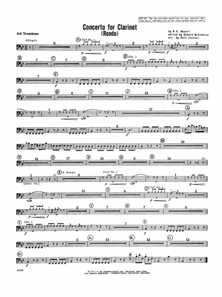 Concerto For Clarinet - Rondo (3rd Movement) - K.622 - 3rd Trombone