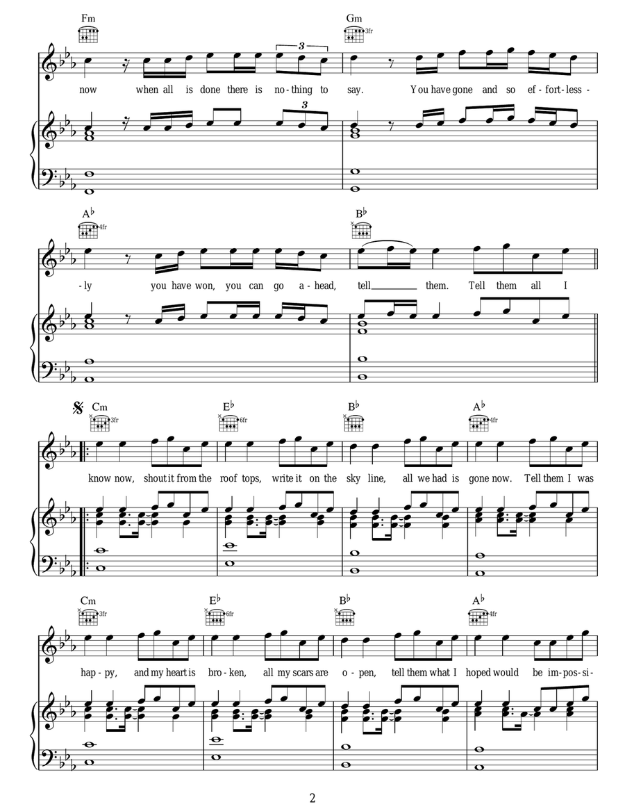Impossible Piano, Vocal, Guitar scores gallery preview page 2