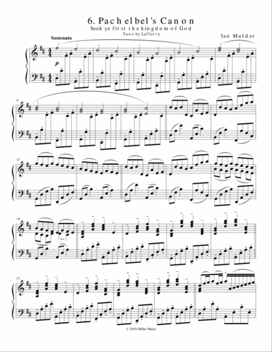 Pachelbel's Canon / Seek Ye First The Kingdom Of God Piano Solo scores gallery preview page 1