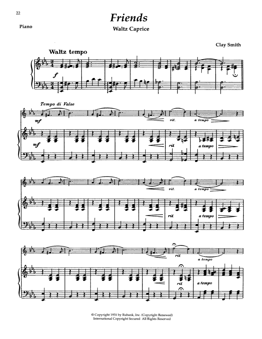 Friends (Waltz Caprice) Baritone Horn BC scores gallery preview page 1