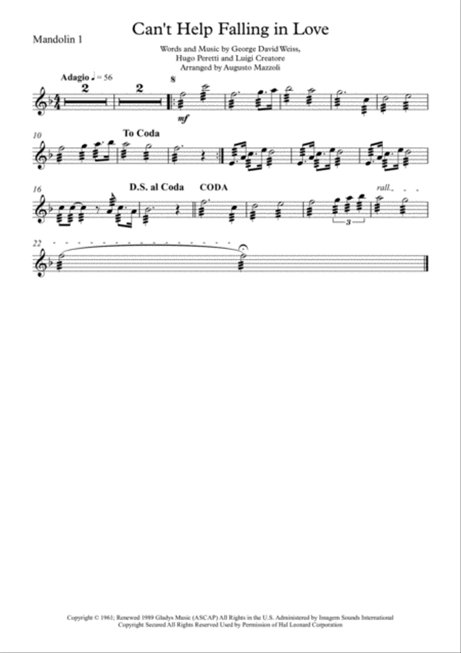 Can't Help Falling In Love Small Ensemble scores gallery preview page 4