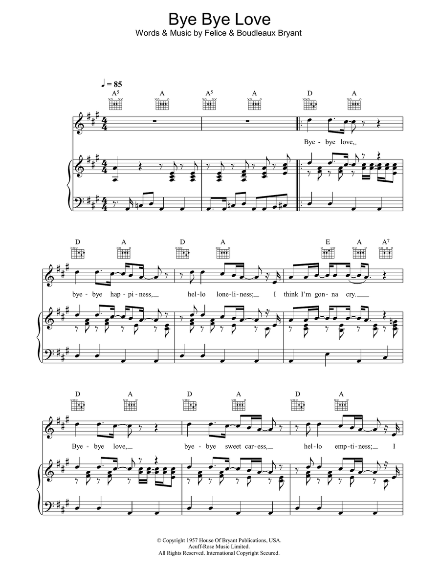 Bye Bye Love Acoustic Guitar scores gallery preview page 1
