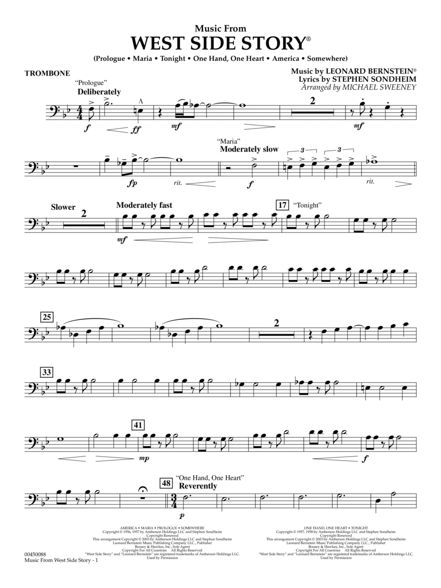 Music from West Side Story (arr. Michael Sweeney) - Trombone Concert Band scores gallery preview page 1