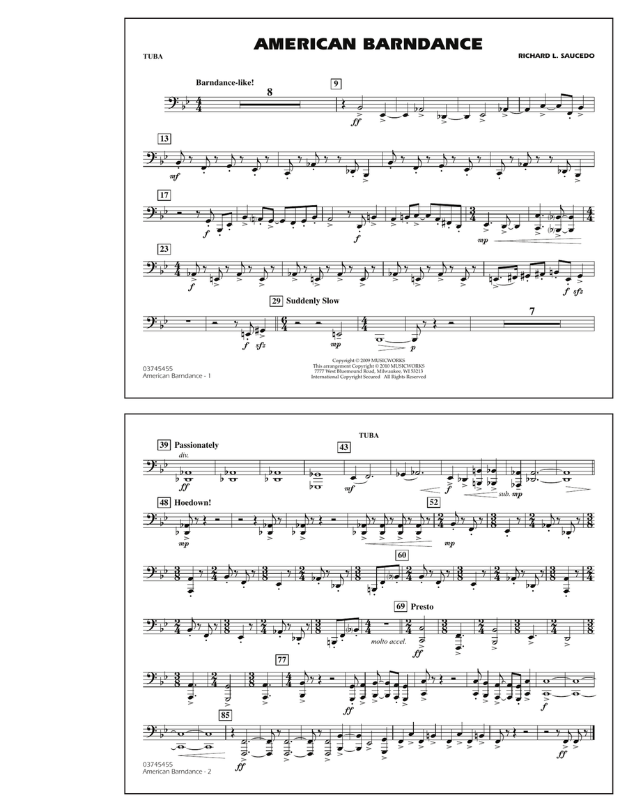 American Barndance - Tuba Marching Band scores gallery preview page 1