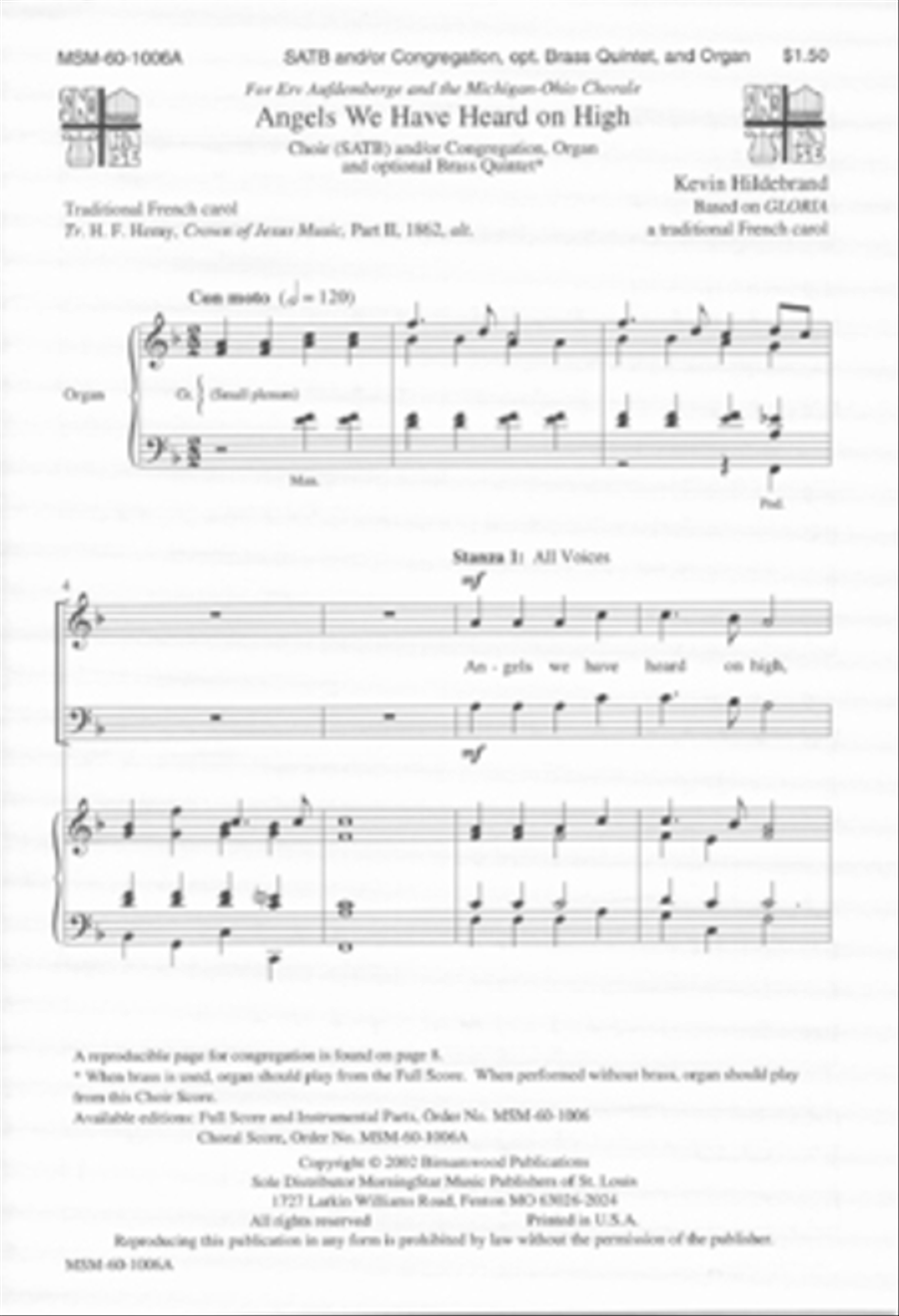 Angels We Have Heard on High (Full Score and Instrumental Parts) Choir scores gallery preview page 1