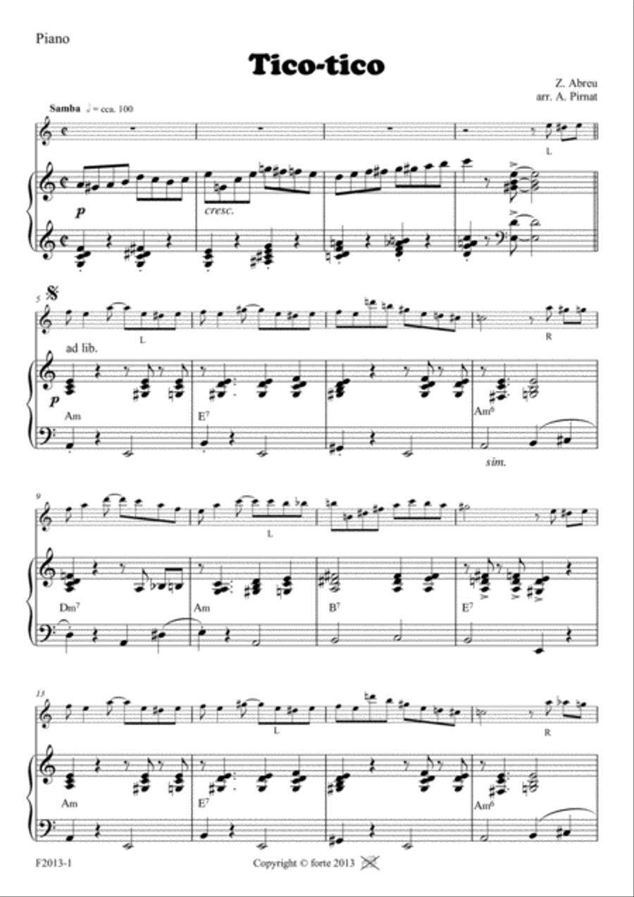 Tico Tico for Marimba (Xylophone ) and Piano Piano scores gallery preview page 2
