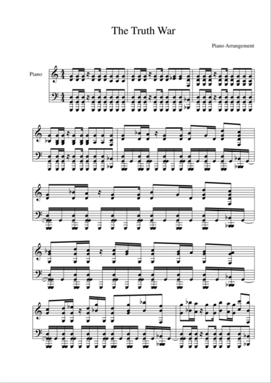 Truth War (Zephyr the West Wind [OBST]) Piano Solo scores gallery preview page 1