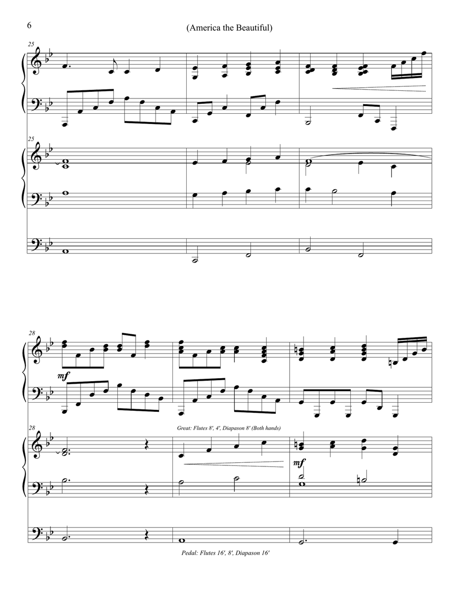 America the Beautiful - Piano & Organ Duet Piano scores gallery preview page 6