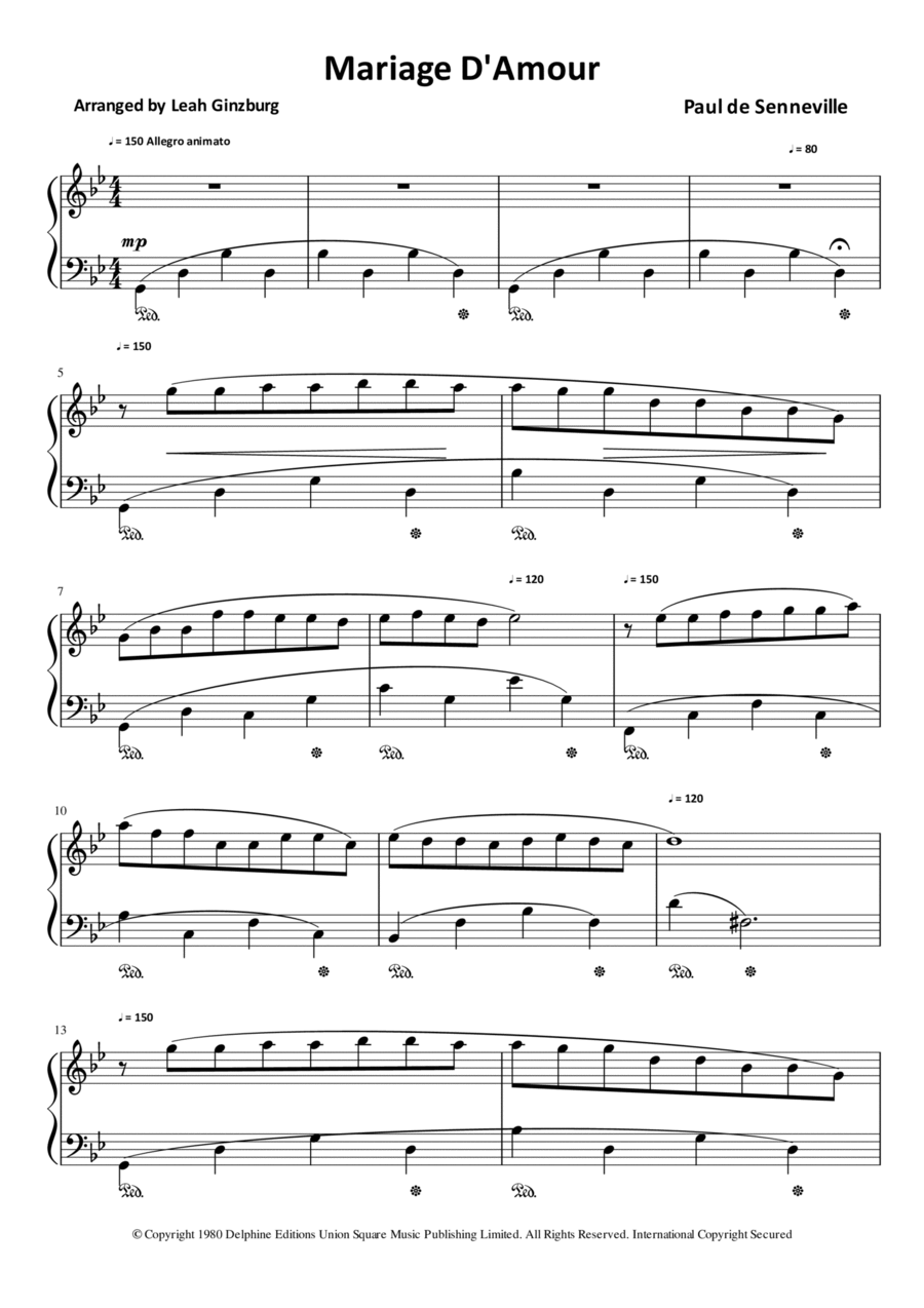 Mariage D'amour Piano, Vocal, Guitar scores gallery preview page 1