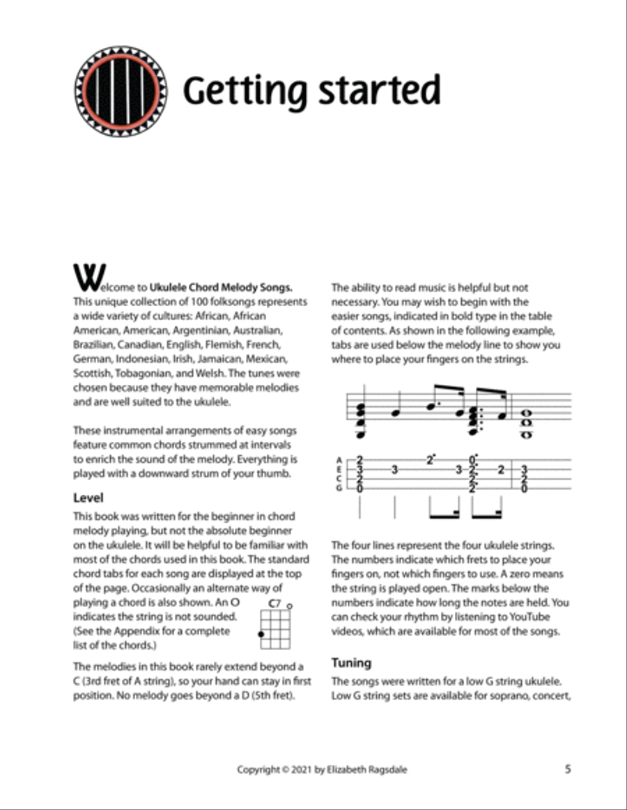 Ukulele Chord Melody Book for Low G String Tuning Ukulele scores gallery preview page 5