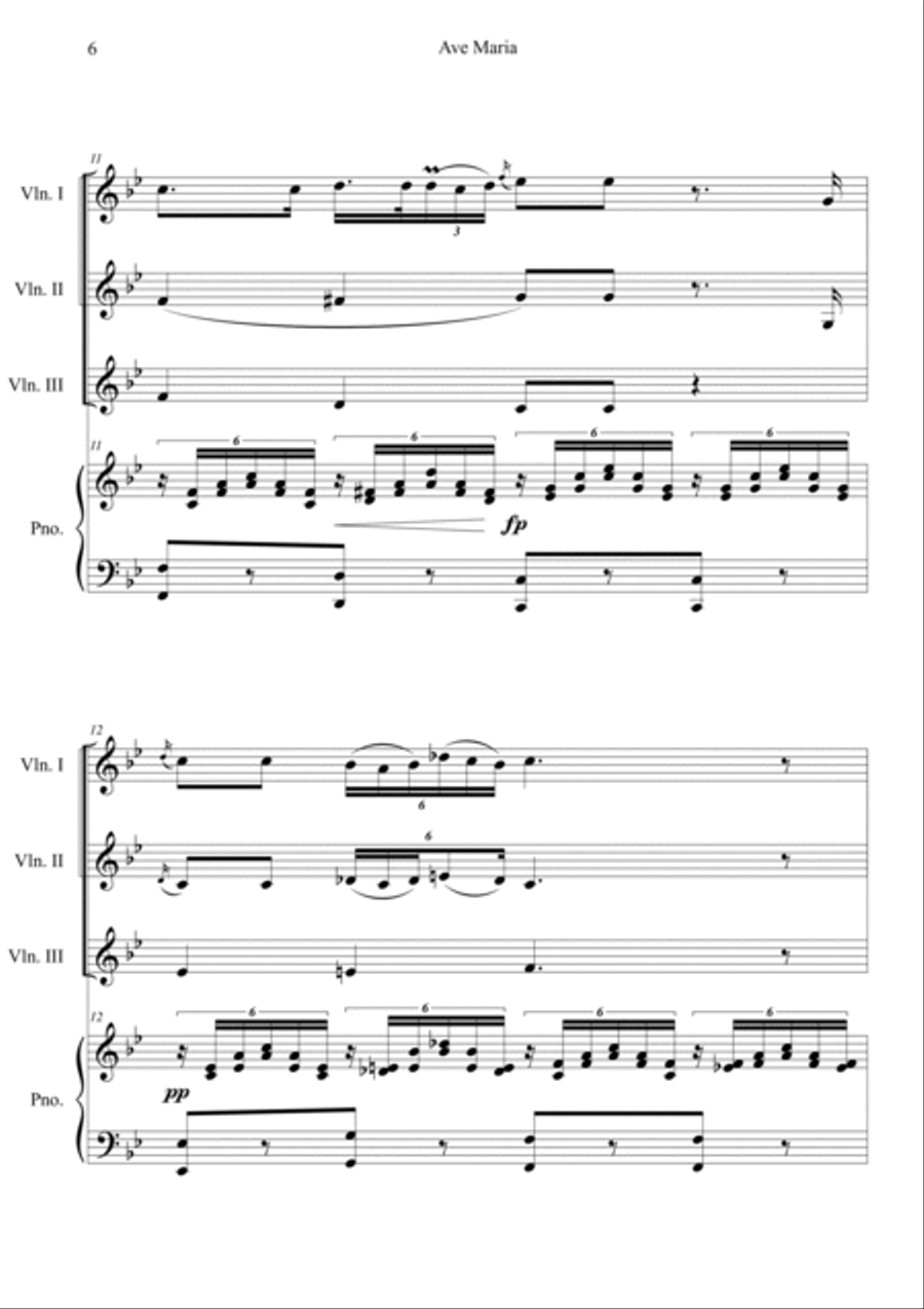 Ave Maria D.839 B flat Major Piano Quartet scores gallery preview page 6