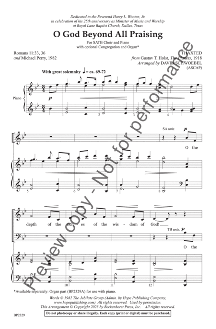 O God Beyond All Praising 4-Part scores gallery preview page 3