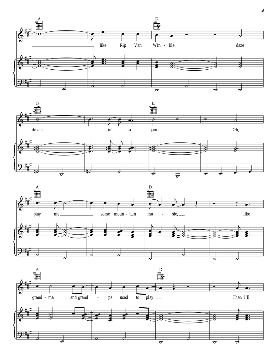 Mountain Music Mountain Music Piano, Vocal, Guitar scores gallery preview page 3