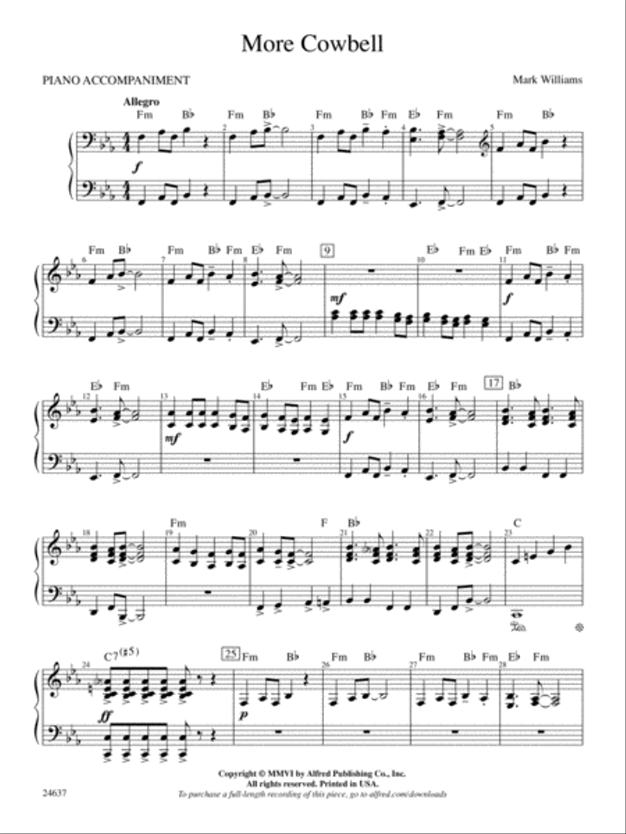 More Cowbell: Piano Accompaniment Concert Band scores gallery preview page 1