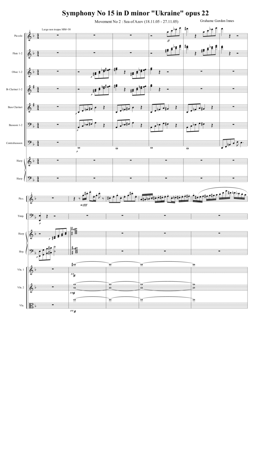 Symphony No 15 in D minor "Ukraine" Opus 22 - 2nd Movement (2 of 5) - Score Only