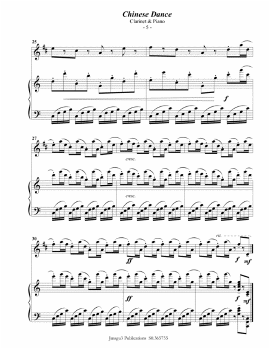 Tchaikovsky: Chinese Dance from Nutcracker Suite for Clarinet & Piano B-Flat Clarinet scores gallery preview page 6