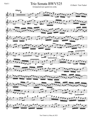 Trio sonata BWV525 in Eb Major for string quartet or woodwind quartet formations.