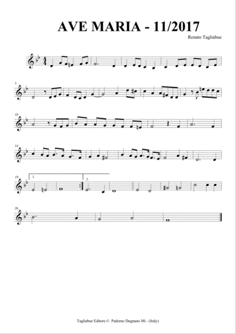 AVE MARIA - Tagliabue - 11-2017 - For Soprano/Tenor and String Trio Small Ensemble scores gallery preview page 4