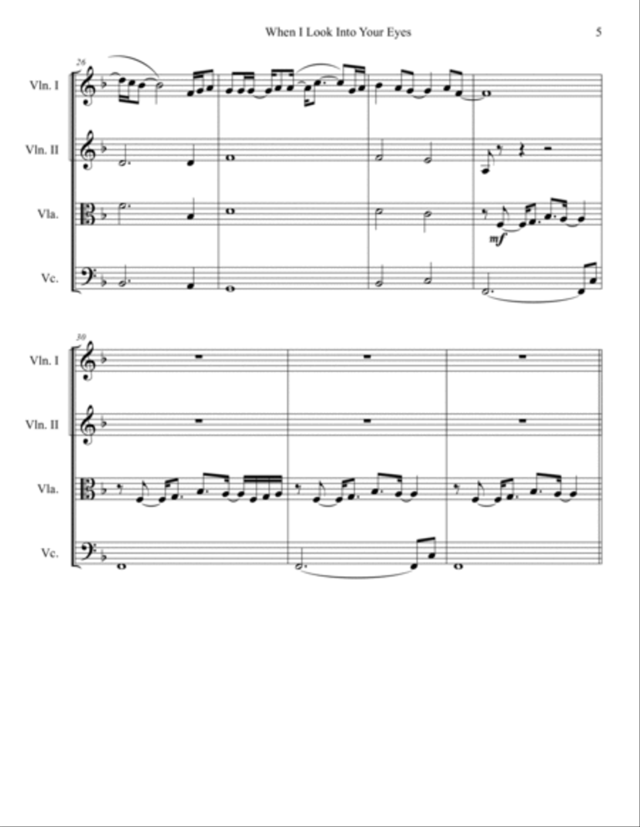 When I Look Into Your Eyes String Quartet scores gallery preview page 5