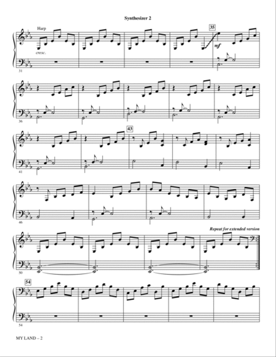 My Land (arr. Roger Emerson) - Synthesizer II Choir scores gallery preview page 2