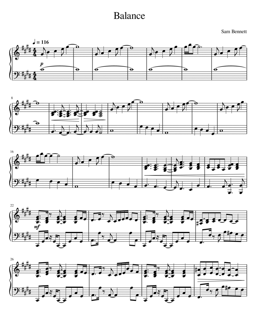 Balance Piano Solo scores gallery preview page 1