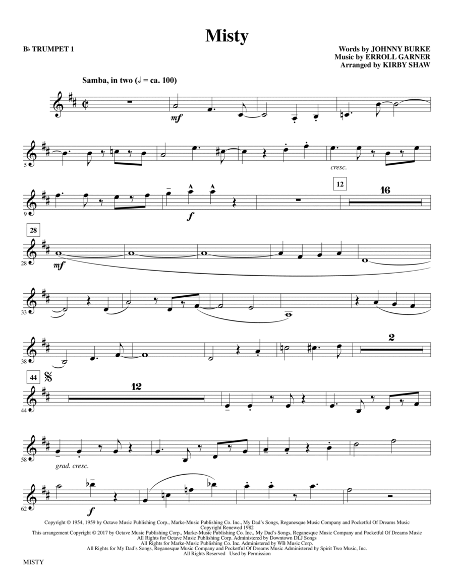 Misty - Bb Trumpet 1 Choir scores gallery preview page 1