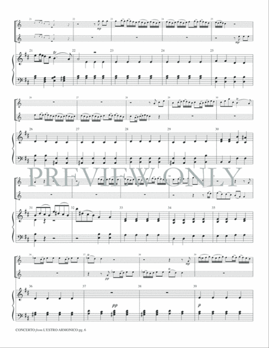 Concerto from L'Estro armonico, Op. 3, No. 9 Trumpet Duet scores gallery preview page 8