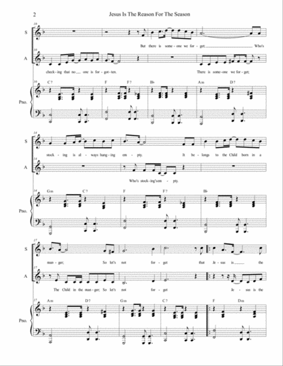 Jesus Is The Reason For The Season (Duet for Soprano and Alto Solo) Alto Voice scores gallery preview page 3