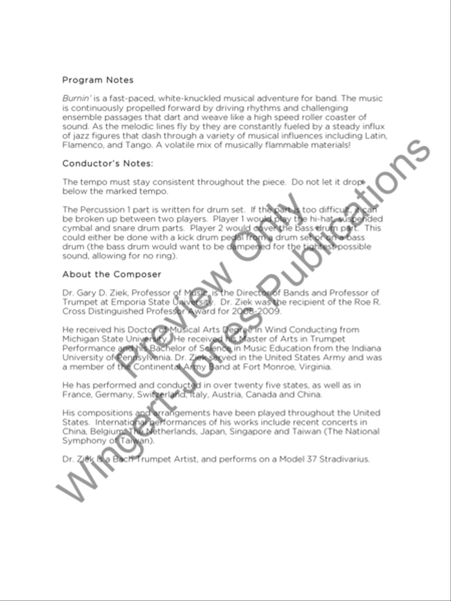 Burnin'! Burnin'! Concert Band scores gallery preview page 3