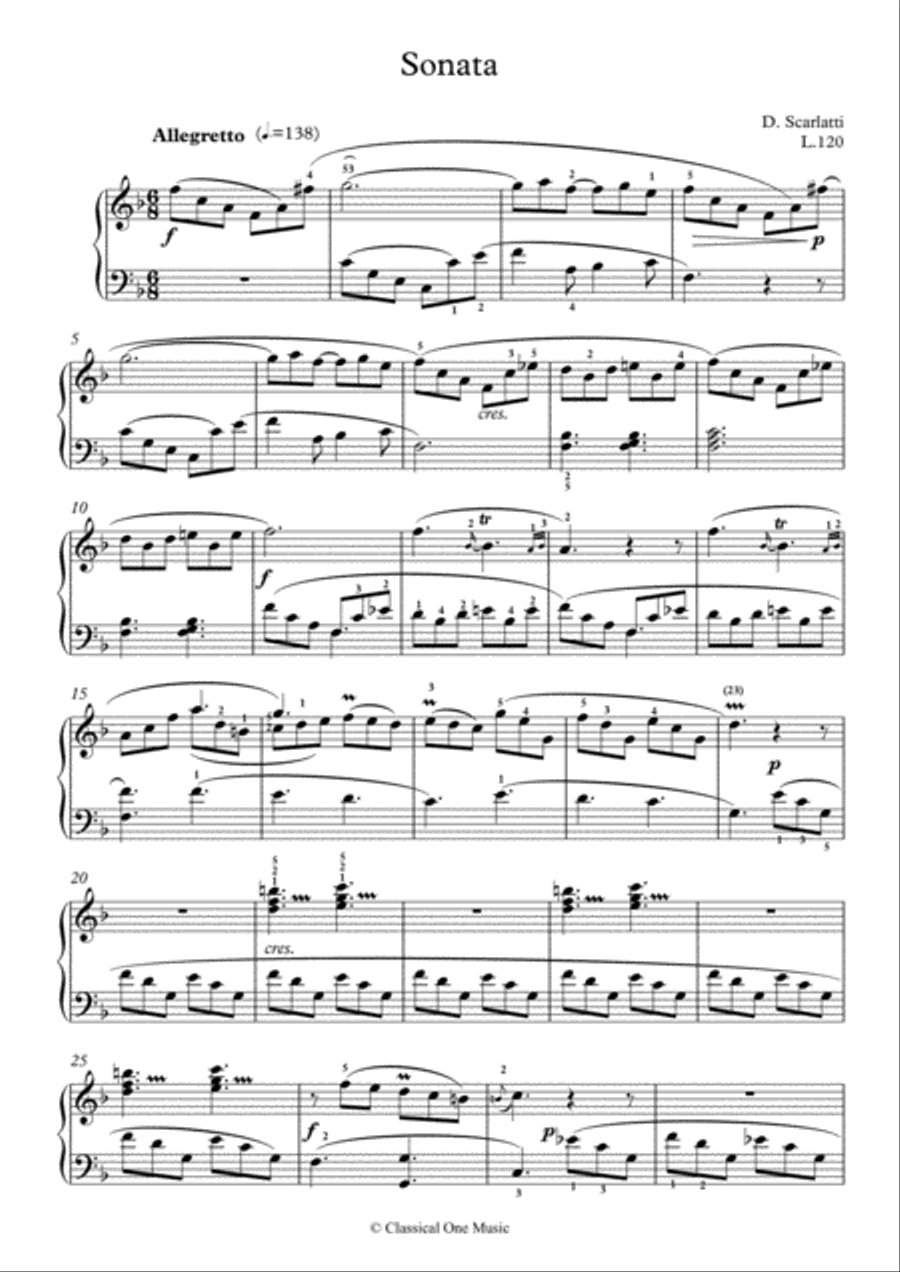 Scarlatti-Sonata in F-Major L.120 K.541(piano) Piano Solo scores gallery preview page 2