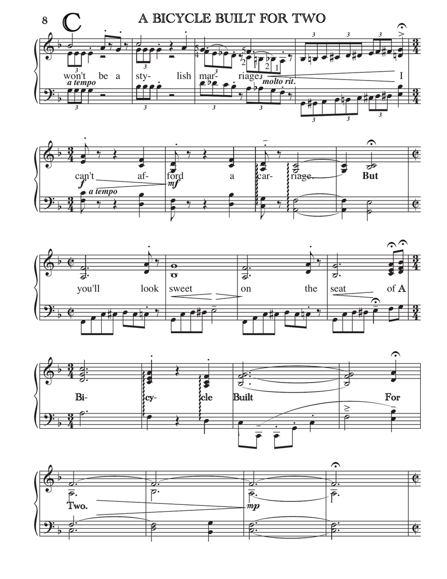 A BICYCLE BUILT FOR TWO Piano, Vocal scores gallery preview page 3