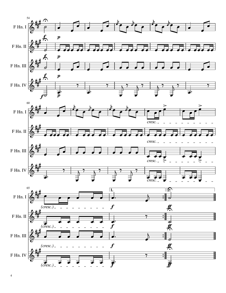 Hunter's Chorus for Horn Quartet French Horn Quartet scores gallery preview page 5