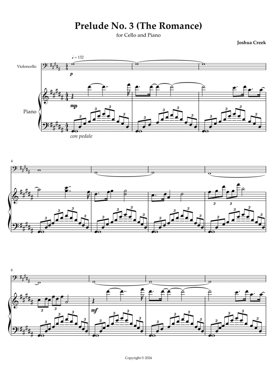 Prelude No.3 (The Romance) String Duet scores gallery preview page 1