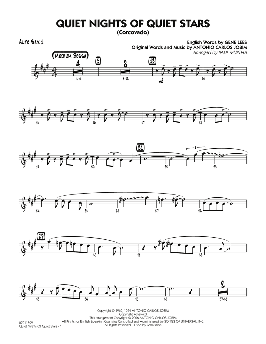 Quiet Nights Of Quiet Stars (Corcovado) - Alto Sax 1 Jazz Ensemble scores gallery preview page 1