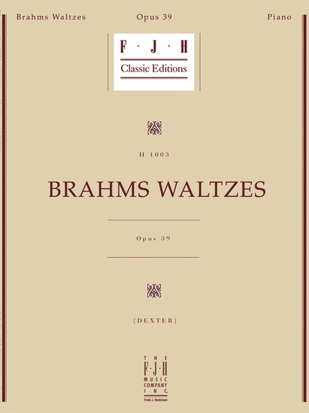 Brahms Waltzes, Op. 39 by Johannes Brahms Piano Solo - Sheet Music