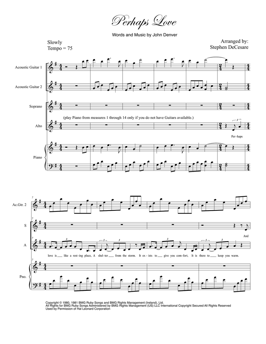 Perhaps Love Vocal Duet scores gallery preview page 1