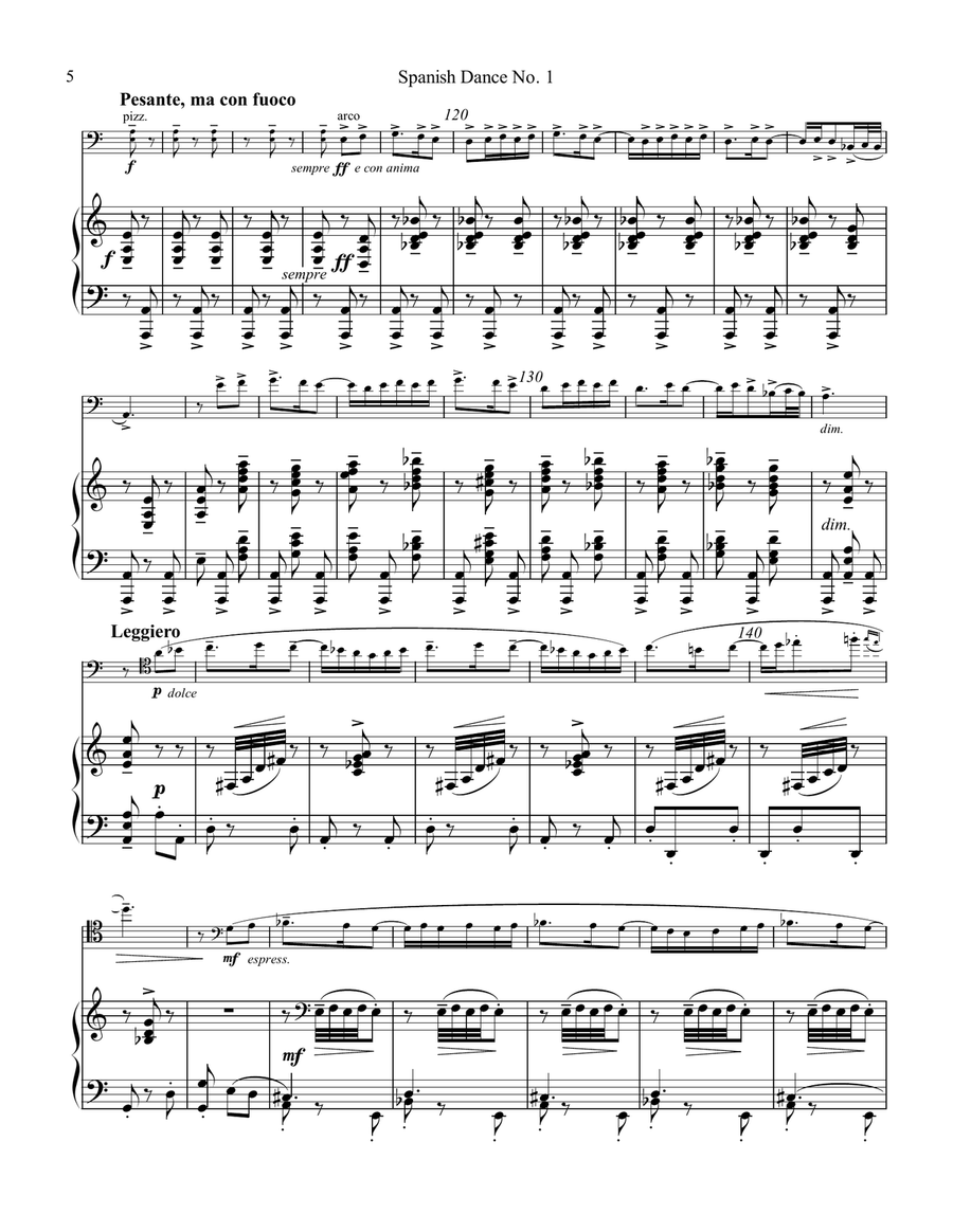 Spanish Dance No. 1, Danza from La vida breve for cello and piano Piano scores gallery preview page 6