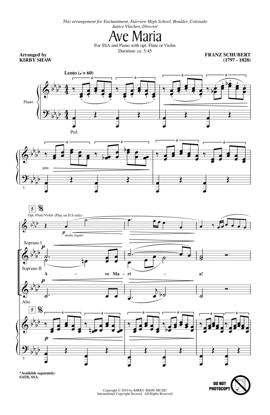 Ave Maria SSA scores gallery preview page 1