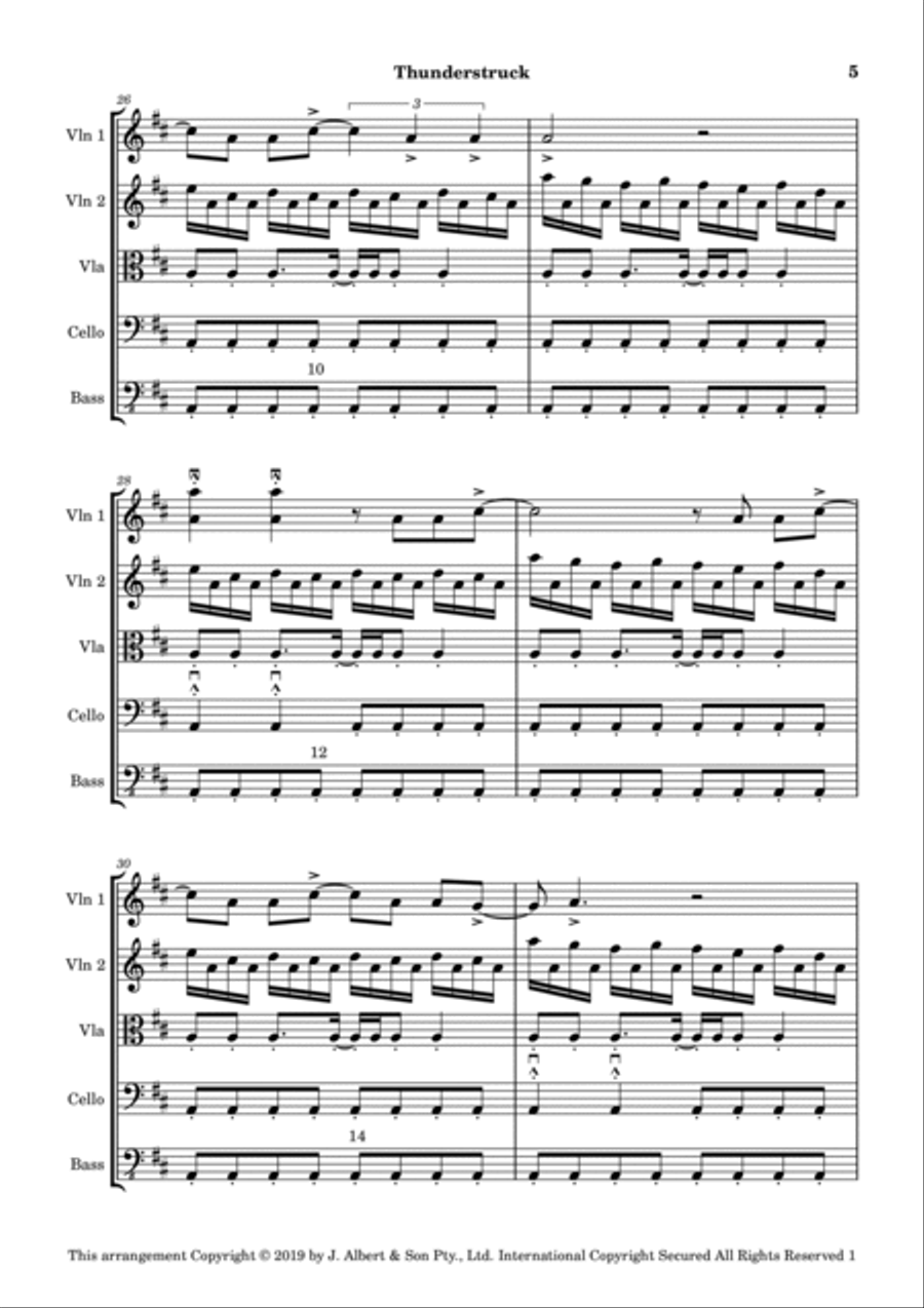 Thunderstruck String Quartet scores gallery preview page 5