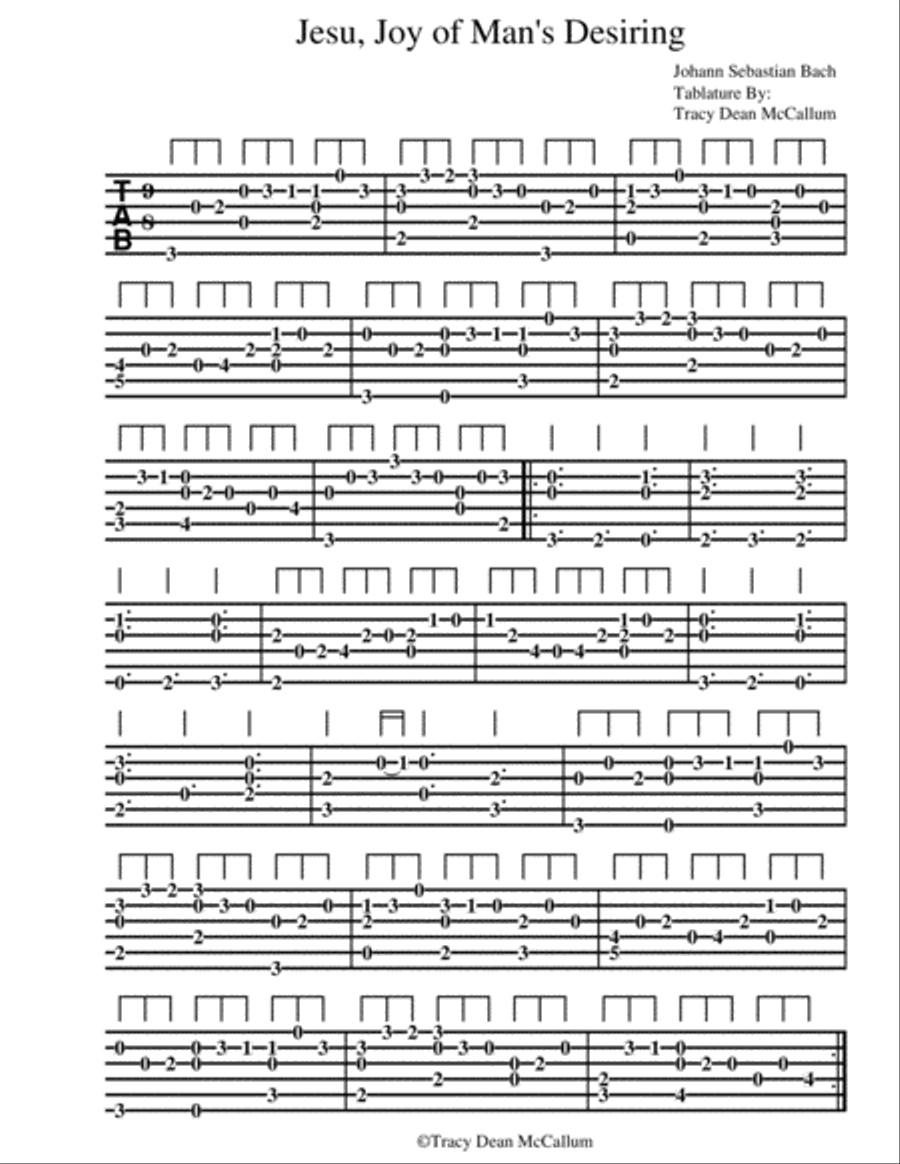 Jesu, Joy of Man's Desiring Guitar Tab Classical Guitar scores gallery preview page 1