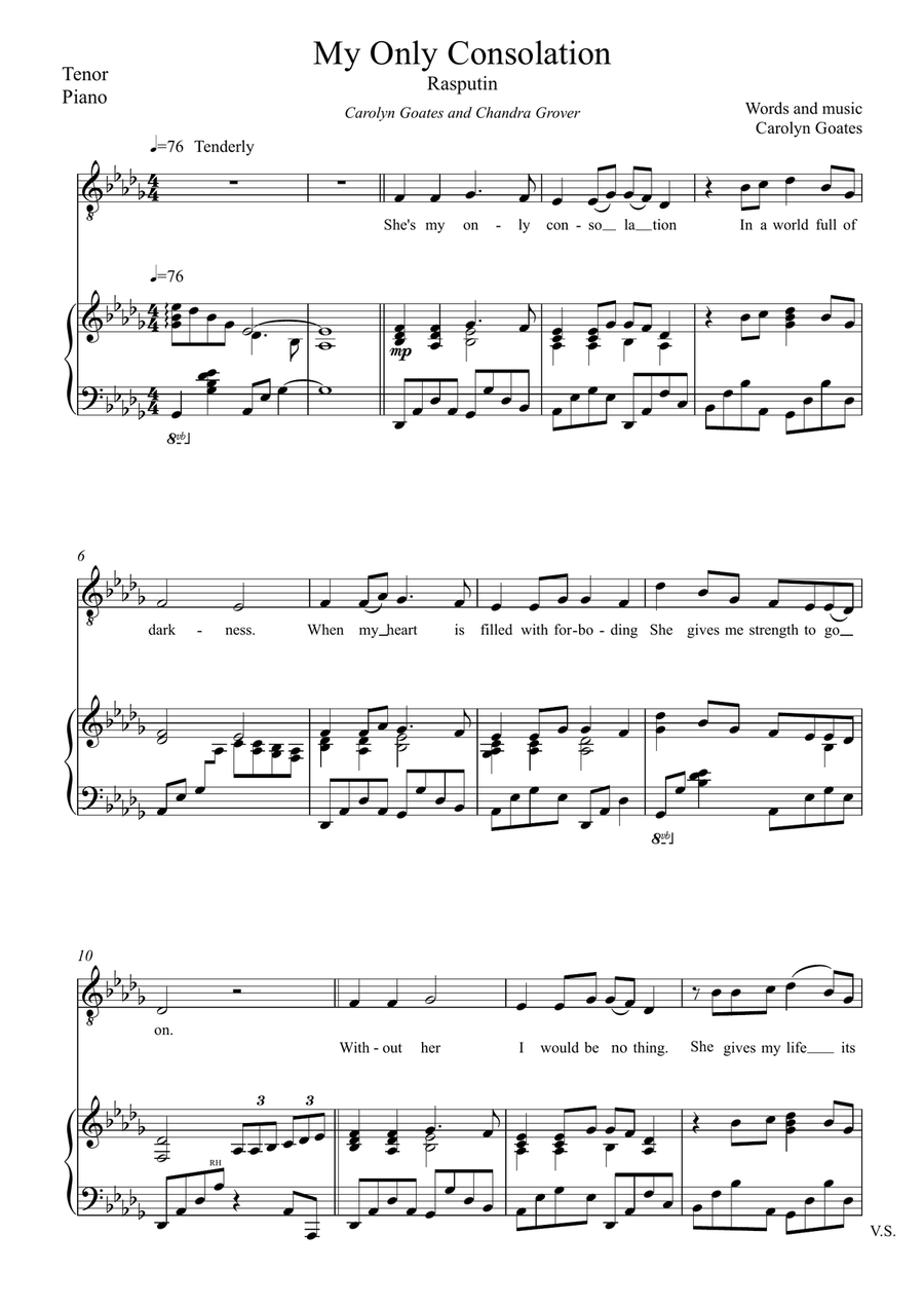 My Only Consolation (Rasputin) for solo male voice and piano (optional clarinet) Piano, Vocal scores gallery preview page 5