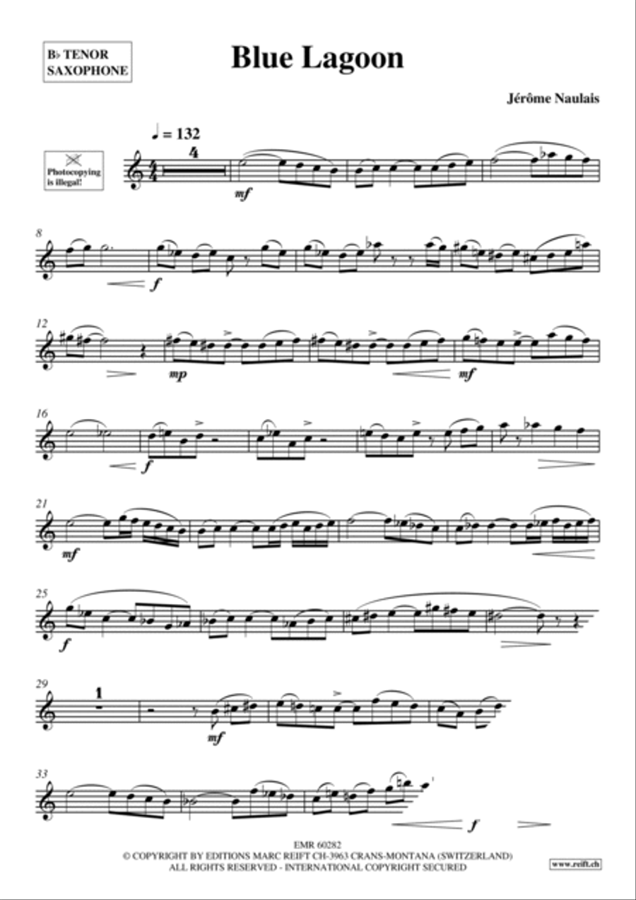 Blue Lagoon Tenor Saxophone scores gallery preview page 4