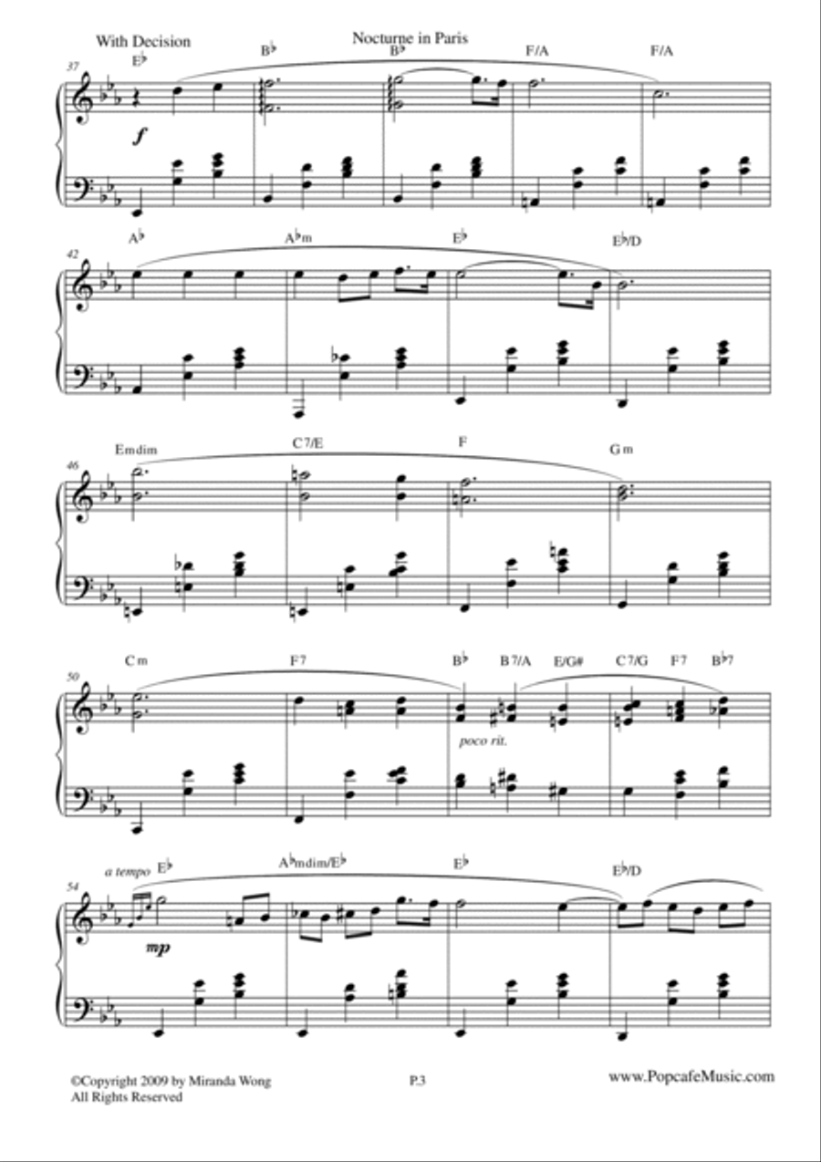 Nocturne in Paris - Romantic Piano Music 4-Part scores gallery preview page 3