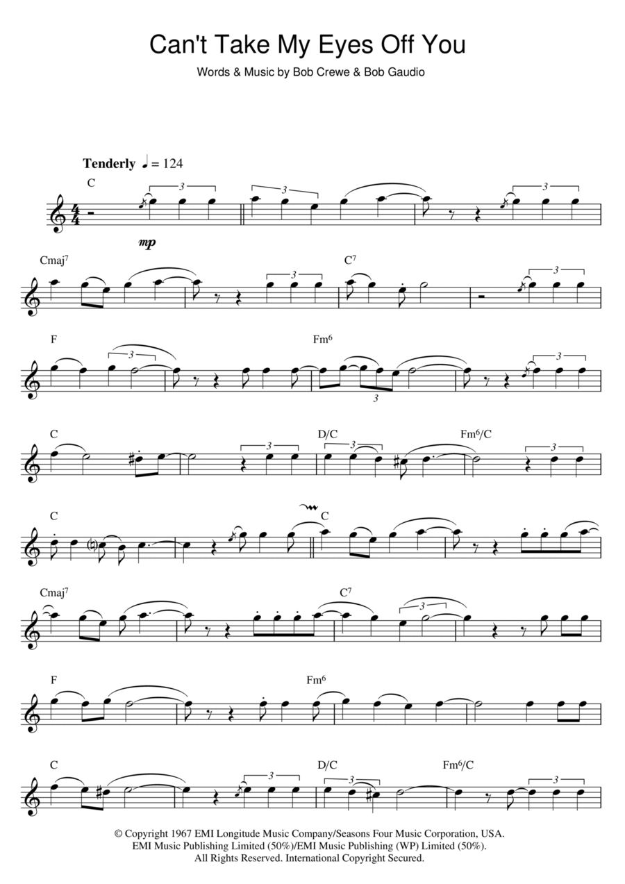 Can't Take My Eyes Off Of You Flute Solo scores gallery preview page 1