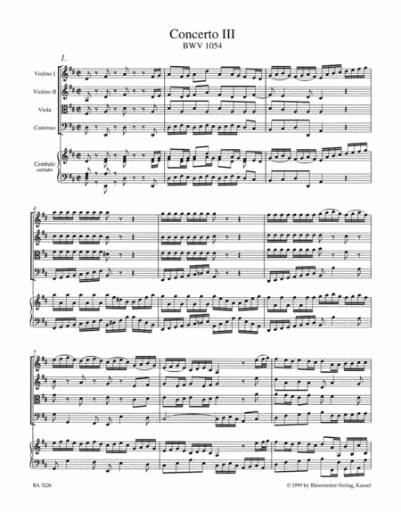 Concerto for Harpsichord and Strings Nr. 3 D major BWV 1054