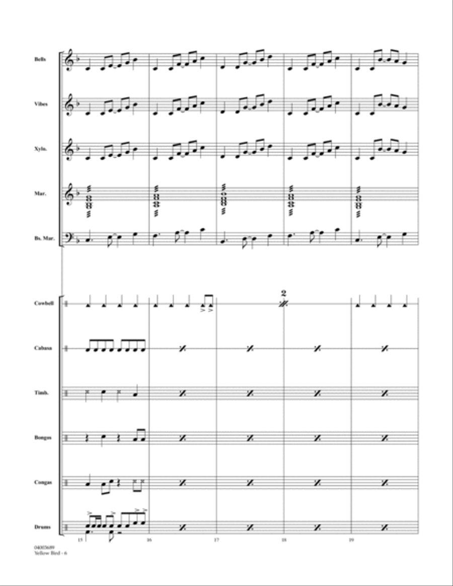 Yellow Bird - Full Score Concert Band scores gallery preview page 6