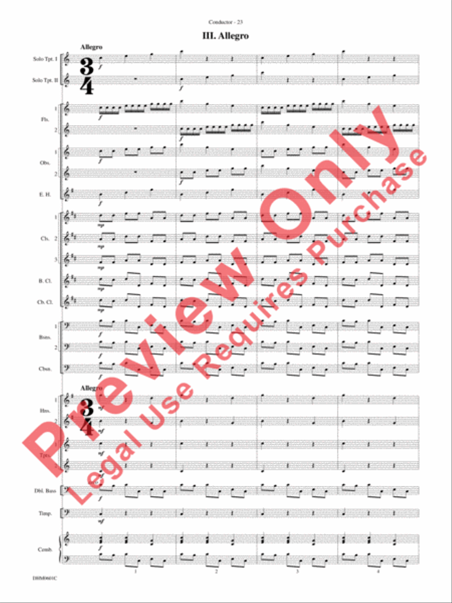Concerto in C Major for Two Trumpets (I. Allegro, II. Largo, III. Allegro) Concert Band scores gallery preview page 27